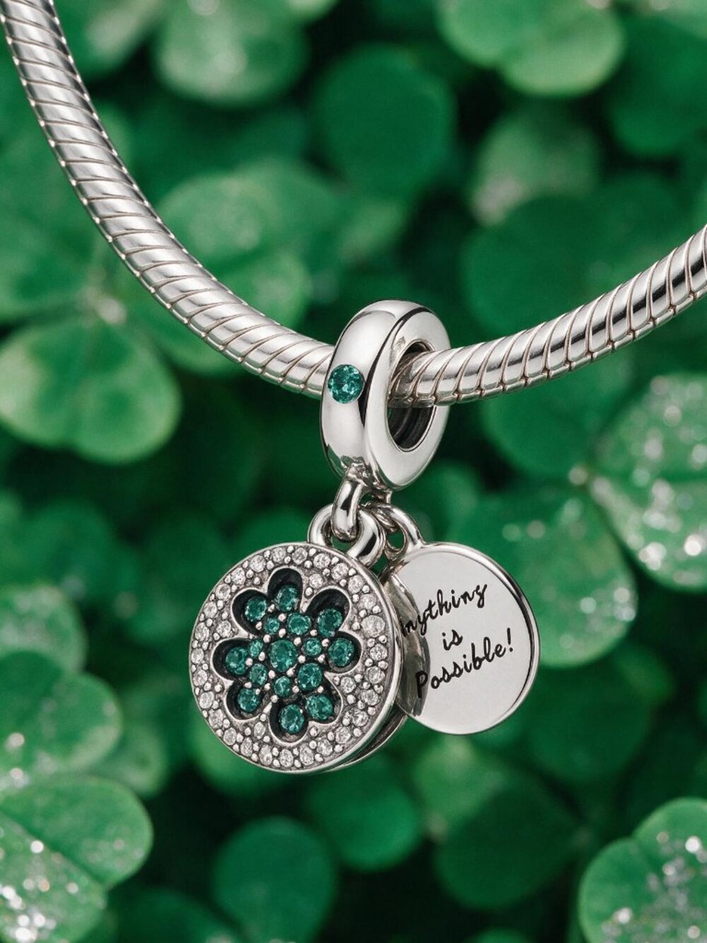 Sparkling Clover Dangle Charm